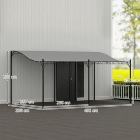 Outsunny Pergola 3 x 5 m, elastyczne zadaszenie ogrodowe z wodoodporną plandeką i metalową ramą, osłona przed słońcem, Ciemnoszary
