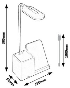 Rabalux 74233 funkcjonalna lampa stołowa LED Cerie, biały