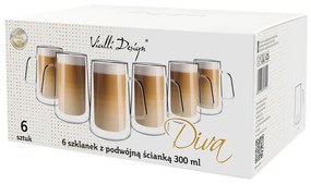 Zestaw 6 szklanek z podwójną ścianką Vialli Design Diva, 300 ml