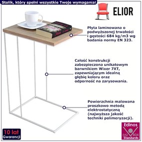 Druciany Stolik Biały Pomocniczy Dąb Sonoma + N2-D02