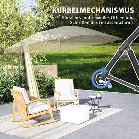 Outsunny Parasol Aluminiowy Ø 260 cm z Korbką, Wodoodporny, z Podstawą, Korbką, Beżowy