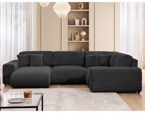 Ciemnoszary sztruksowy narożnik (prawostronny/w kształcie litery U) Justin – Ropez