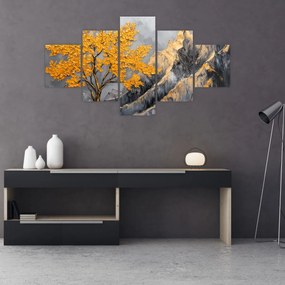 Obraz – Złote drzewo w górach (125x70 cm)