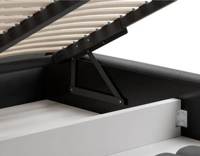 Łóżko LUX tapicerowane z pojemnikiem i zagłówkiem w tkaninie AMON 16 kolor CAPPUCCINO DOMOHOME