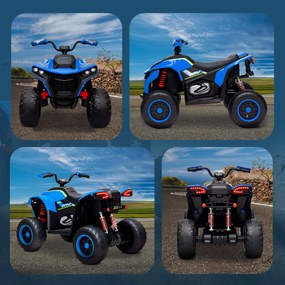 AIYAPLAY Elektryczny Quad dla Dzieci, 3-6 km/h, Oświetlenie LED, Muzyka, USB, dla Dzieci 3-8 Lat, Niebieski