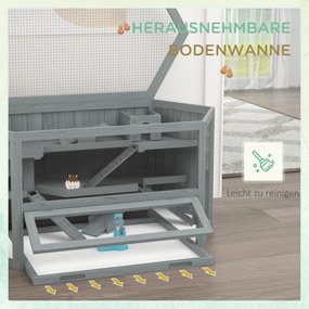 PawHut Klatka dla chomika, 3 poziomy, wyjmowana taca, Drewno/Metal, 115x60x55 cm