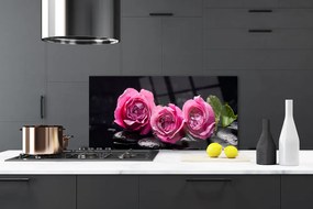 Panel Szklany Harmonia Zen: Róże i Skały