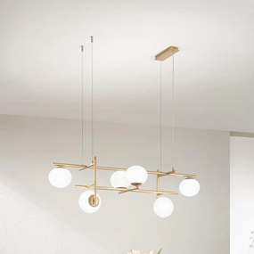 Ondaluce - Żyrandol na lince JEWEL 6xE14/10W/230V złoty/biały