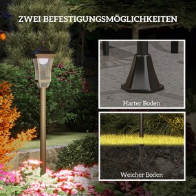 Outsunny Latarnia solarna ogrodowa 127 cm – zimne białe LED, czujnik zmierzchu, IP44