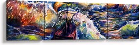 Obraz - Statek na falach oceanu, akwarela (170x50 cm)