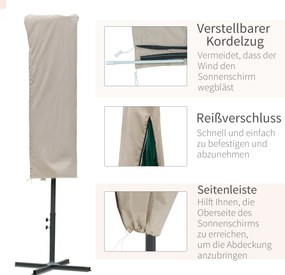 Outsunny Pokrowiec na parasol ogrodowy, odporny na wiatr, khaki, Ø57x160cm | Aosom PL