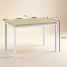 HOMCOM Stół jadalny, 120 x 75 cm stół kuchenny w stylu wiejskim dla 4 osób, drewniany stół do salonu i jadalni, naturalny | Aosom PL