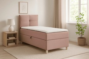 Łóżko kontynentalne DOMI 100cm – elegancja i wygoda w jednym, pudrowy róż, strona lewa