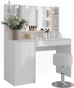 Stół do toalety biały/biały wysoki połysk 119.8x50.1x76 sherry