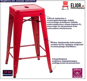Czerwony wysoki taboret do wyspy kuchennej R8-F72