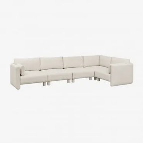 5-częściowa Sofa Modułowa Narożna Prawa, Wykonana Z Tkaniny Bouclé Artemisa Tkanina Bouclé W Kolorze Kremowo-beżowym - Sklum