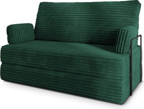 Masseno Sofa piankowa LADIA z funkcją spania, Kanapa z pianki, Bezmontażowa, Tkanina sztruksowa – Butelkowa zieleń TILIA 39