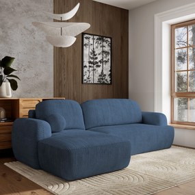 Masseno Narożnik MODENZA z funkcją spania i pojemnikiem na pościel Narozniki L, Rozkładana sofa - Niebieski, POSO 05