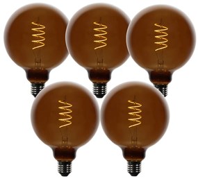 Zestaw 5 ściemnialnych żarówek LED E27 G125 brązowe 4W 120 lm 1800K