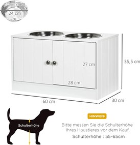 PawHut Stacja karmienia z 2 miskami ze stali nierdzewnej