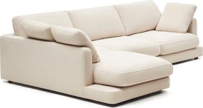 Beżowy narożnik z tkaniny szenilowej (lewostronny/z szezlongiem) Gala – Kave Home