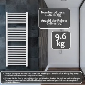 AQUAMARIN Pionowy grzejnik łazienkowy, 1200 x 600 mm