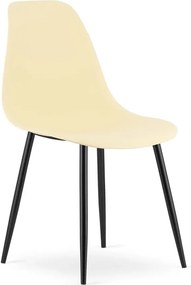 Kremowe krzesło metalowe na czarnych nogach C7-L92