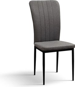 Zestaw 6 szarych krzeseł z tkaniny i czarnych metalowych nóg - AMSTERDAM