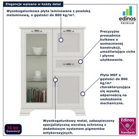 Komoda z witryną i barkiem fineline crema H8-A14
