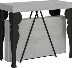 Konsola rozkładana 90x40/300 cm Riza cementu rama w kolorze antracytu