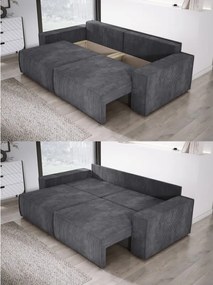 Kanapa KASJO Uniwersalny Sofo-Narożnik z funkcją spania i poduszkami, 2x pojemnik POSO 034 Antracytowy DOMOHOME