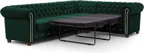 Zielony aksamitny rozkładany narożnik (prawostronny/w kształcie litery L) York Blik – Ropez