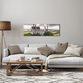 Obraz - Zamek na skałach (z zegarem) (90x30 cm)