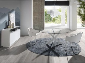 Stół do jadalni okrągła szkło hartowane i biały stalowy 1138-Ø110 ANGEL CERDA