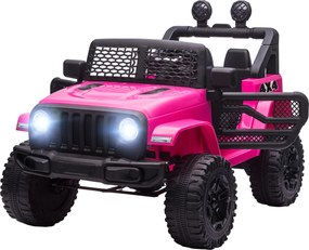 HOMCOM Elektryczny samochód dziecięcy 12V z pilotem, 2 silniki, LED, klakson, dla dzieci od 3 do 6 lat, 100x65x72 cm, różowy | Aosom PL