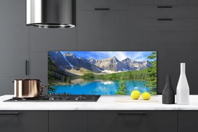 Szkło do Kuchni na Ścianę Leśne Jezioro u Stóp Gór