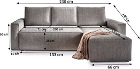 PROMOCJA Beżowa narożna sofa SMART COSARO, dwustronna + 2 poduszki GRATIS II. gatunek