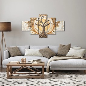 Obraz – Złote drzewo życia w mozaice (125x70 cm)