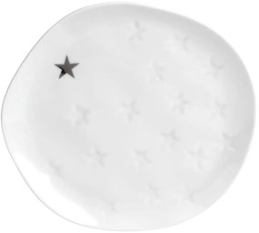 Biały porcelanowy talerz GWIAZDY, mały