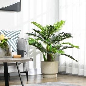 HOMCOM Sztuczna Palma, 1 m, Realistyczne Gałęzie, Roślina Dekoracyjna, Plastik, z Doniczką, Brązowo-Zielona