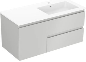 Mexen Orio szafka łazienkowa 100 cm z umywalką Otis prawą, 2S, 1D, szara mat/biała mat - 91A13-10047-3-BBFFF62-W18P01