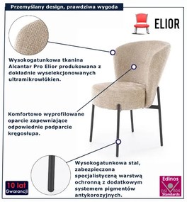 Tapicerowane beżowe krzesło na czarnej podstawie W1-W87