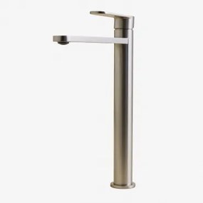 Mosiężna Bateria Umywalkowa Alameda Szczotkowana Szarość & ↑30 Cm - Sklum