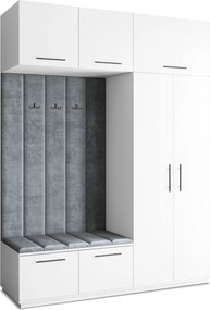 Masseno Garderoba REMA 180/240/60 cm Nowoczesna Szafa do Przedpokoju Biała, MONOLITH 85 (Szary)