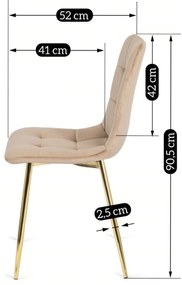 Zestaw Stół Okrągły Szklany OLIVIER 120 cm i 4 Krzesła Tapicerowane do Salonu YORK Kremowe Welurowe Glamour