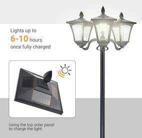 Outsunny Latarnia Ogrodowa Solarna z LED 120 Lumenów Stal Nierdzewna Wodoodporna IP44 Elegancka Czarna 1825cm | Aosom PL