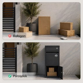 Skrzynka na listy i paczki antracytowa: PAT, 1020 x 410 x 380 mm