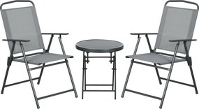Outsunny Zestaw mebli bistro na zewnatrz, Zestaw bistro ogrodowy Składany zestaw bistro, 53,5 cm x 64 cm x 93 cm, Jasnoszary