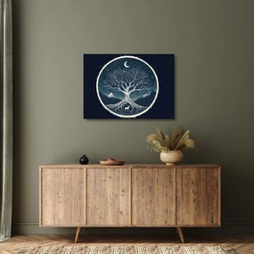 Obraz na szkle – Magiczne drzewo z jeleniem II. (70x50 cm)