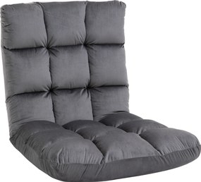 HOMCOM Fotel Materac Gościnny Welurowy Regulowane Oparcie Szary 55x71x53 5 cm Komfort i Styl | Aosom PL